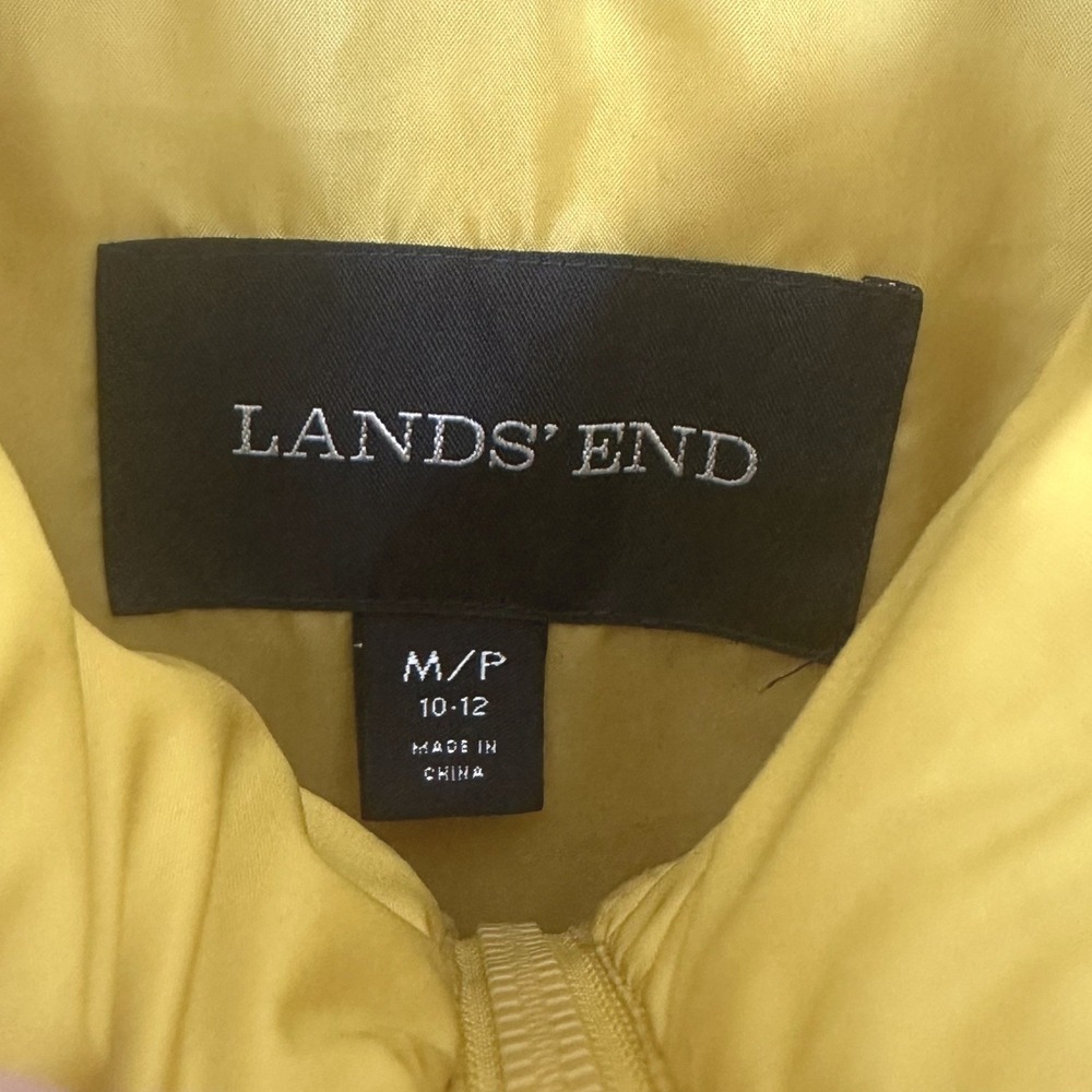 Lands' End Mustard Yellow Quilted 80% Down Puffer Vest Size M 10-12 Zip *READ - Picture 3 of 9